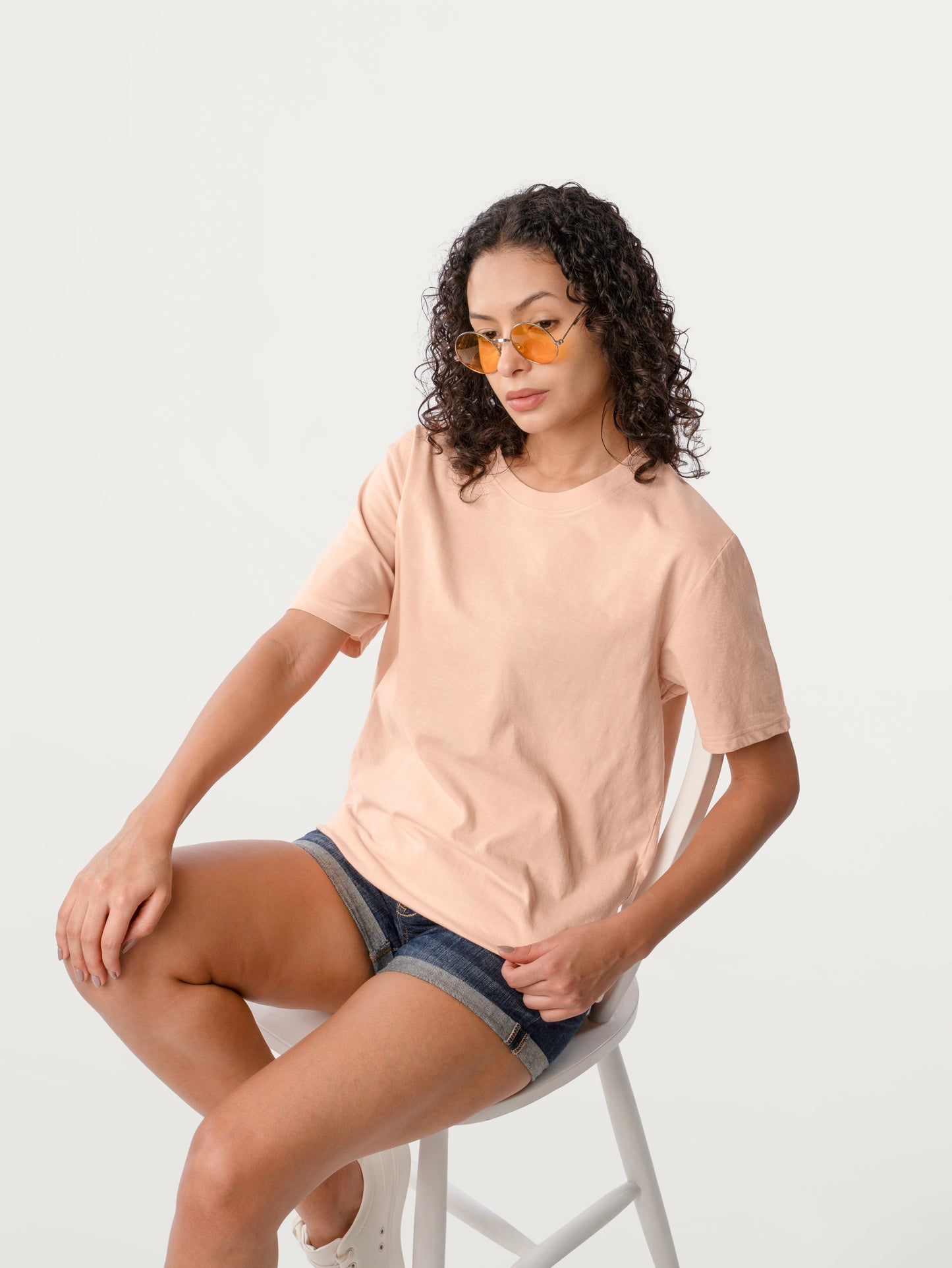 Unisex Natural Dye Solid Tee Peach