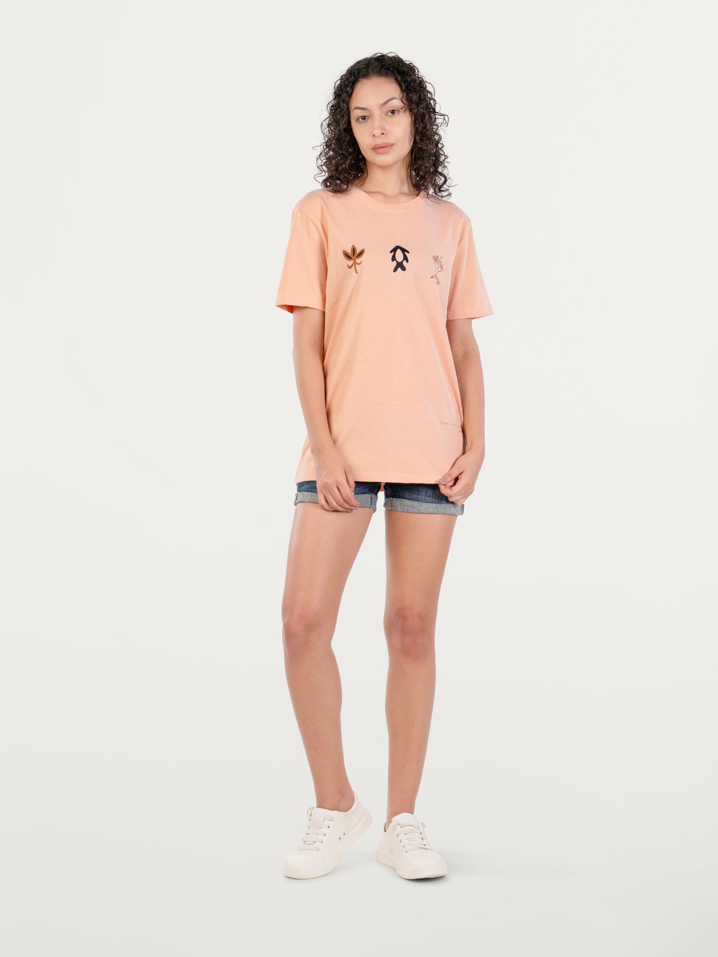 Unisex Natural Dye Sohrai Motifs Tee Peach