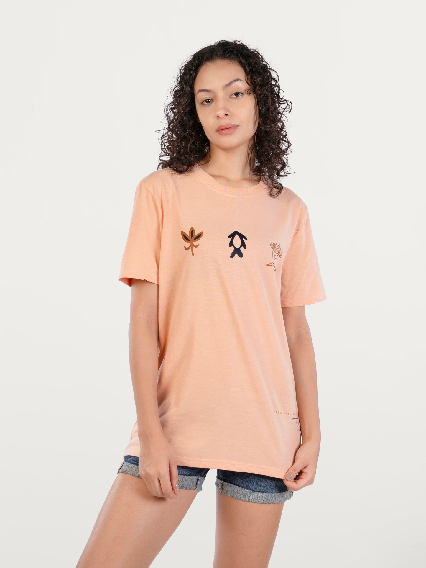 Unisex Natural Dye Sohrai Motifs Tee Peach