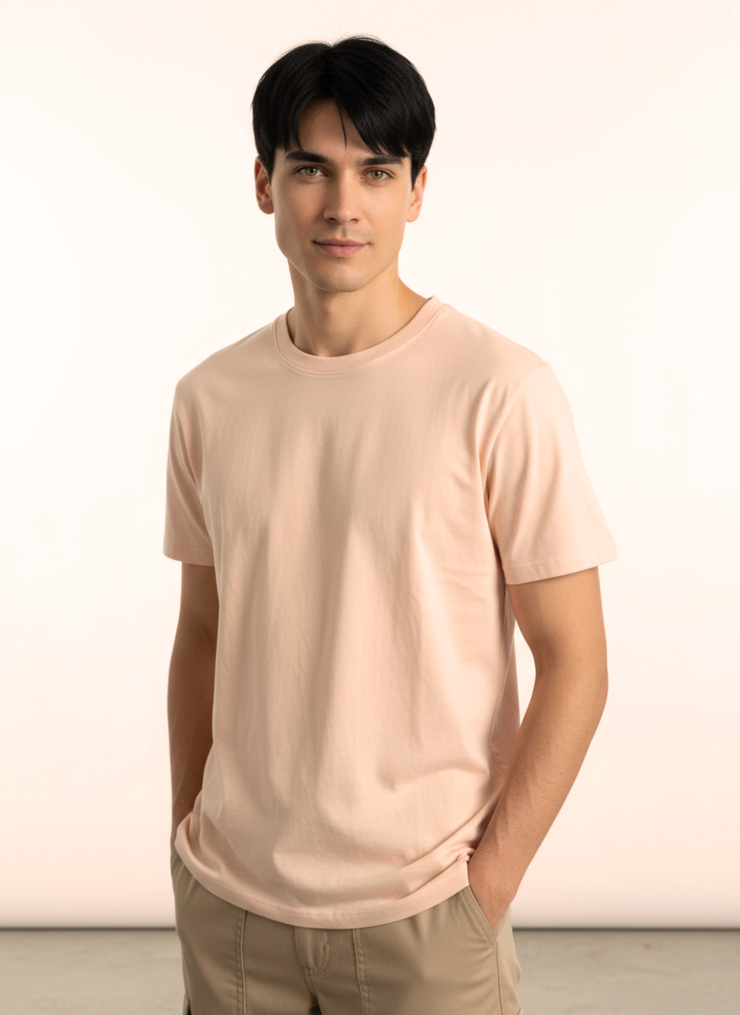 Unisex Natural Dye Solid Tee Peach