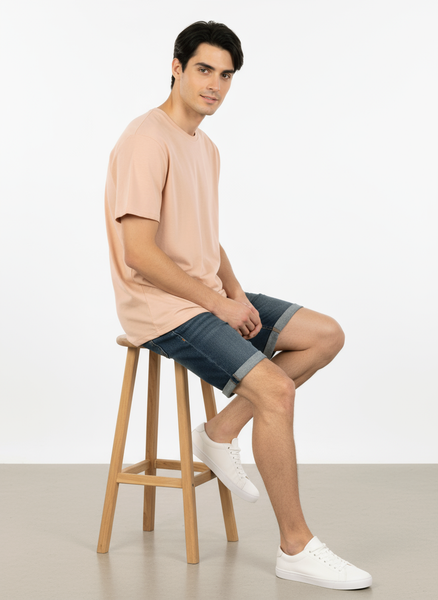 Unisex Natural Dye Solid Tee Peach