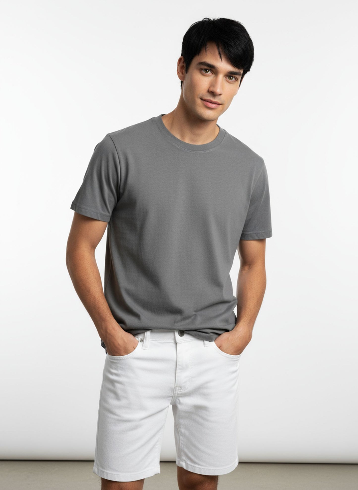 Unisex Natural Dye Solid Tee Dark Grey