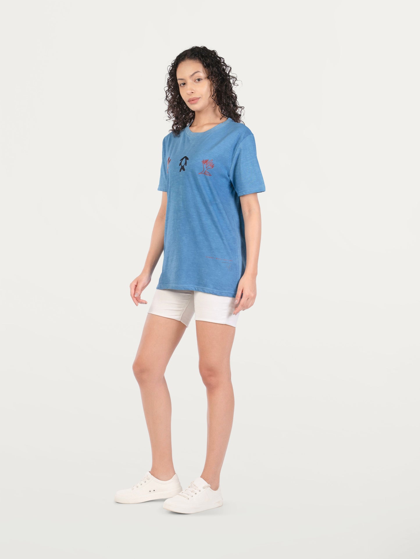 Unisex Natural Dye Sohrai Motifs Tee Ink blue