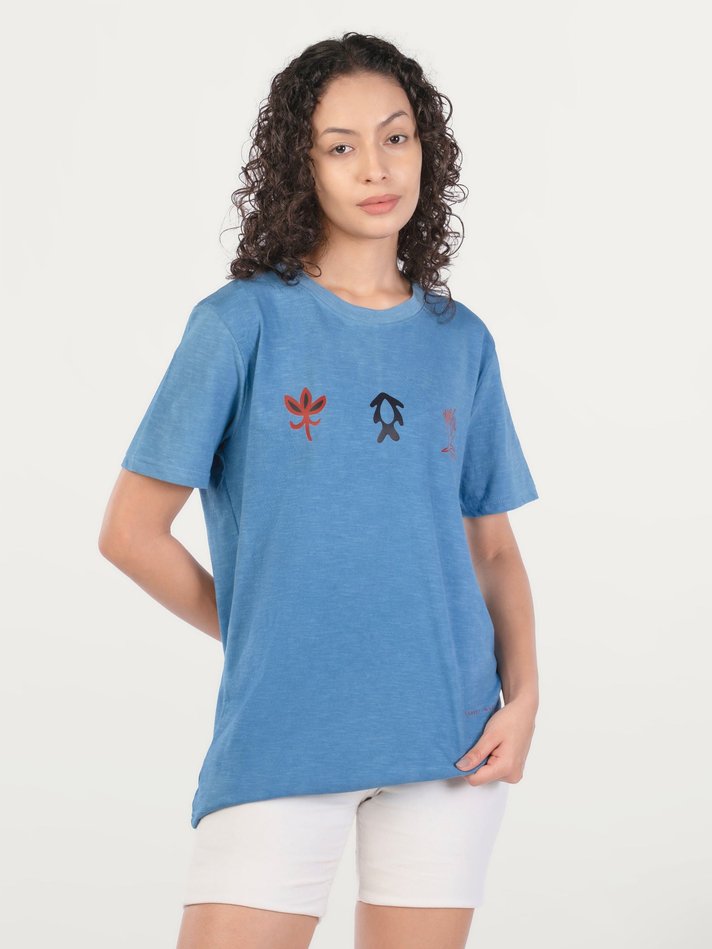 Unisex Natural Dye Sohrai Motifs Tee Ink blue