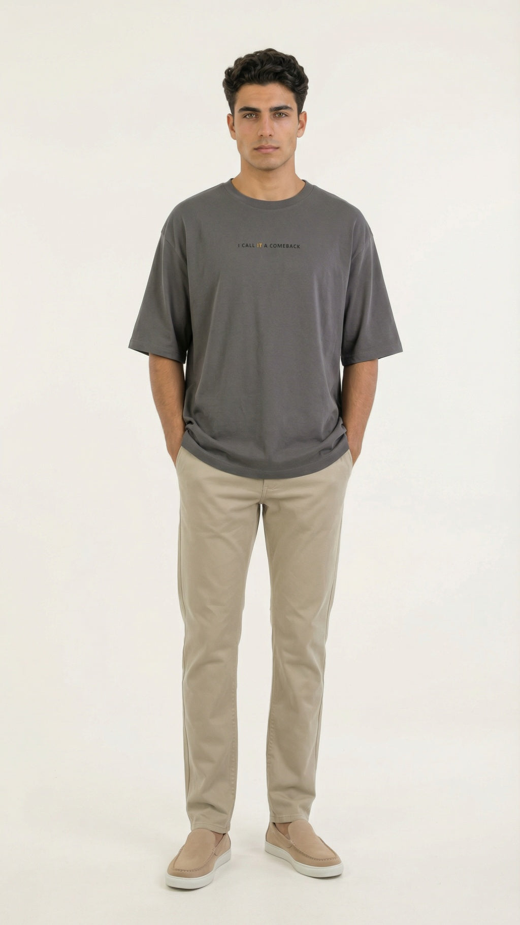 Unisex Natural Dye Sohrai 'ComeBack' Tee Dark Grey