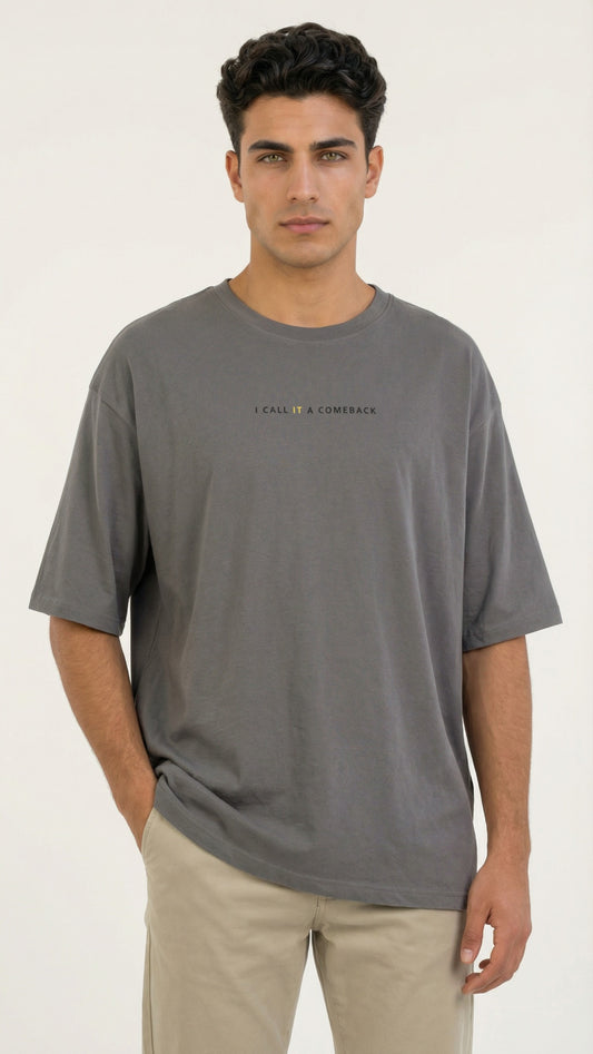 Unisex Natural Dye Sohrai 'ComeBack' Tee Dark Grey